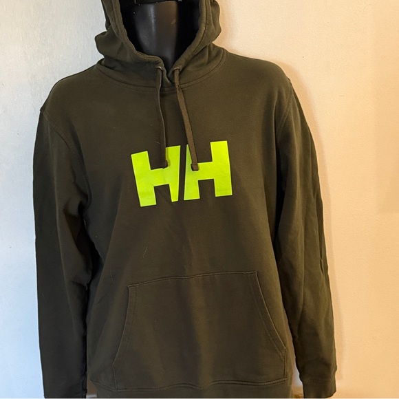 Helly Hansen Olive Hoodie with Neon Logo - Picture 5 of 5